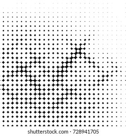 Abstract grunge grid polka dot background pattern. Spotted black and white vector line illustration
