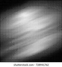 Abstract grunge grid polka dot background pattern. Spotted black and white vector line illustration
