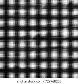Abstract grunge grid polka dot background pattern. Spotted black and white vector line illustration
