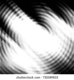 Abstract grunge grid polka dot background pattern. Spotted black and white vector line illustration

