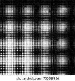 Abstract grunge grid polka dot background pattern. Spotted black and white vector line illustration
