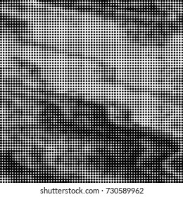 Abstract grunge grid polka dot background pattern. Spotted black and white vector line illustration

