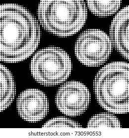 Abstract grunge grid polka dot background pattern. Spotted black and white vector line illustration
