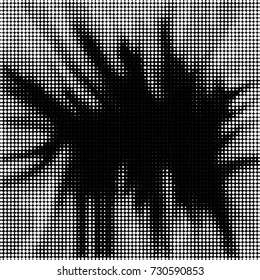 Abstract grunge grid polka dot background pattern. Spotted black and white vector line illustration
