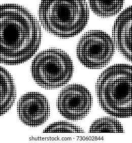 Abstract grunge grid polka dot background pattern. Spotted black and white vector line illustration
