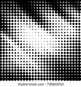 Abstract grunge grid polka dot background pattern. Spotted black and white vector line illustration
