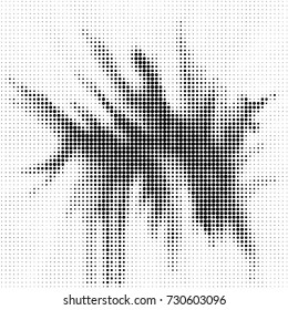 Abstract grunge grid polka dot background pattern. Spotted black and white vector line illustration
