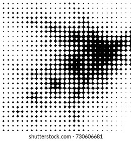 Abstract grunge grid polka dot background pattern. Spotted black and white vector line illustration
