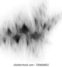 Abstract grunge grid polka dot background pattern. Spotted black and white vector line illustration
