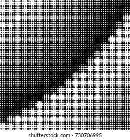 Abstract grunge grid polka dot background pattern. Spotted black and white vector line illustration
