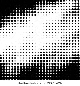 Abstract grunge grid polka dot background pattern. Spotted black and white vector line illustration
