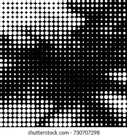Abstract grunge grid polka dot background pattern. Spotted black and white vector line illustration
