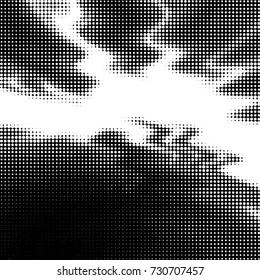 Abstract grunge grid polka dot background pattern. Spotted black and white vector line illustration
