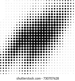 Abstract grunge grid polka dot background pattern. Spotted black and white vector line illustration
