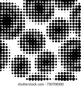 Abstract grunge grid polka dot background pattern. Spotted black and white vector line illustration
