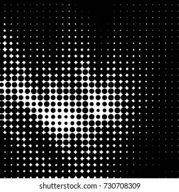 Abstract grunge grid polka dot background pattern. Spotted black and white vector line illustration
