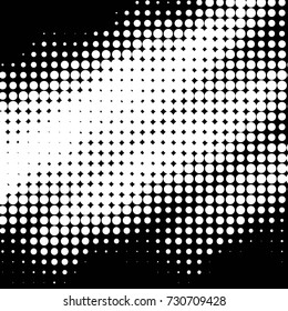 Abstract grunge grid polka dot background pattern. Spotted black and white vector line illustration
