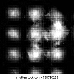 Abstract grunge grid polka dot background pattern. Spotted black and white vector line illustration
