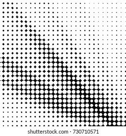Abstract grunge grid polka dot background pattern. Spotted black and white vector line illustration
