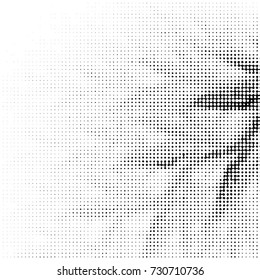 Abstract grunge grid polka dot background pattern. Spotted black and white vector line illustration
