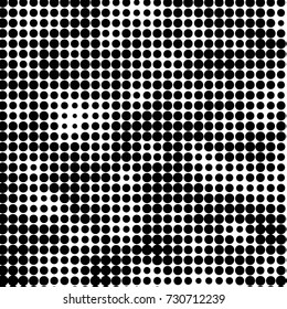 Abstract grunge grid polka dot background pattern. Spotted black and white vector line illustration

