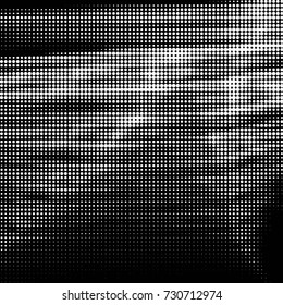 Abstract grunge grid polka dot background pattern. Spotted black and white vector line illustration
