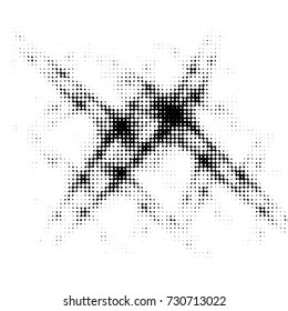 Abstract grunge grid polka dot background pattern. Spotted black and white vector line illustration
