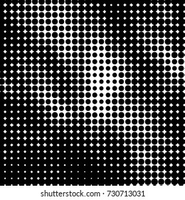 Abstract grunge grid polka dot background pattern. Spotted black and white vector line illustration
