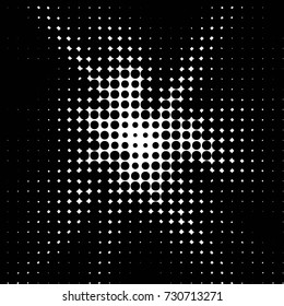 Abstract grunge grid polka dot background pattern. Spotted black and white vector line illustration
