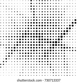 Abstract grunge grid polka dot background pattern. Spotted black and white vector line illustration
