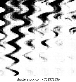 Abstract grunge grid polka dot halftone background pattern. Spotted black and white vector line illustration
