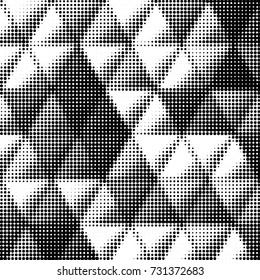 Abstract grunge grid polka dot halftone background pattern. Spotted black and white vector line illustration
