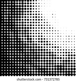 Abstract grunge grid polka dot halftone background pattern. Spotted black and white vector line illustration
