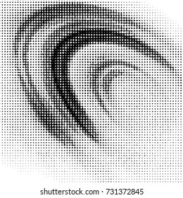 Abstract grunge grid polka dot halftone background pattern. Spotted black and white vector line illustration
