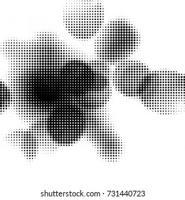 Abstract grunge grid polka dot halftone background pattern. Spotted black and white vector line illustration
