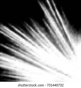 Abstract grunge grid polka dot halftone background pattern. Spotted black and white vector line illustration
