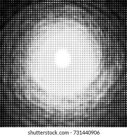 Abstract grunge grid polka dot halftone background pattern. Spotted black and white vector line illustration
