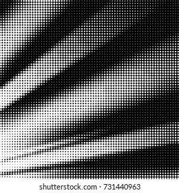 Abstract grunge grid polka dot halftone background pattern. Spotted black and white vector line illustration
