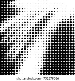 Abstract grunge grid polka dot halftone background pattern. Spotted black and white vector line illustration
