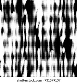 Abstract grunge grid polka dot halftone background pattern. Spotted black and white vector line illustration
