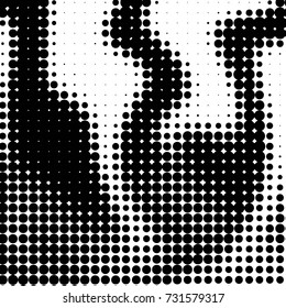 Abstract grunge grid polka dot halftone background pattern. Spotted black and white vector line illustration
