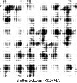 Abstract grunge grid polka dot halftone background pattern. Spotted black and white vector line illustration
