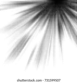 Abstract grunge grid polka dot halftone background pattern. Spotted black and white vector line illustration

