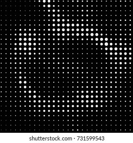 Abstract grunge grid polka dot halftone background pattern. Spotted black and white vector line illustration
