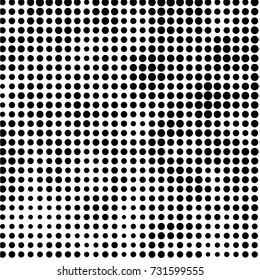 Abstract grunge grid polka dot halftone background pattern. Spotted black and white vector line illustration

