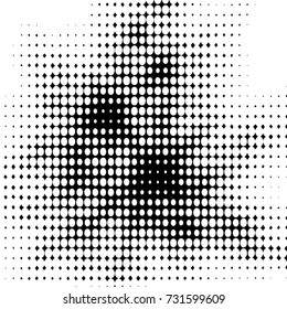 Abstract grunge grid polka dot halftone background pattern. Spotted black and white vector line illustration
