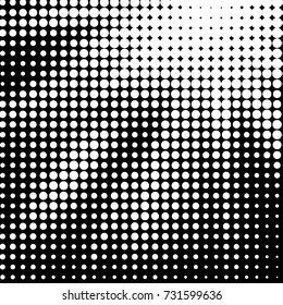 Abstract grunge grid polka dot halftone background pattern. Spotted black and white vector line illustration
