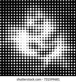 Abstract grunge grid polka dot halftone background pattern. Spotted black and white vector line illustration
