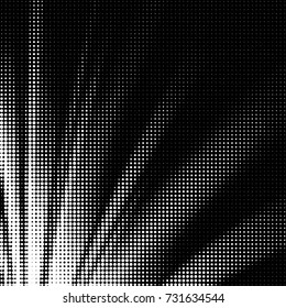 Abstract grunge grid polka dot halftone background pattern. Spotted black and white vector line illustration
