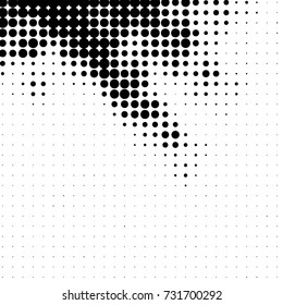 Abstract grunge grid polka dot halftone background pattern. Spotted black and white vector line illustration
